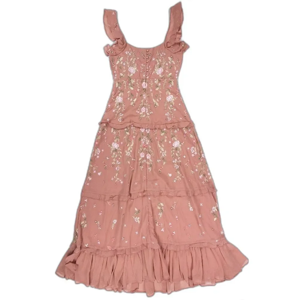 ASOS Cami Embellished Maxi Dress Bridesmaid Gown Embroidered Rose Ethereal Fairy - Picture 7 of 13